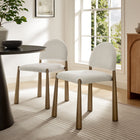 Modway Hayley Upholstered Fabric Dining Side Chair - Brass Cream-Tapered Metal Legs