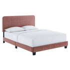 Modway Celine Channel Tufted Performance Velvet Full Platform Bed - Dusty Rose-Channel Tufted Headboard