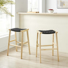 Modway - Saoirse Tabouret de bar en bois de corde tressée - Noir naturel - Ensemble de 2-Assemblée requise