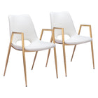 Zuo Desi Dining Chair - White/Gold - Set of 2-Assembly required