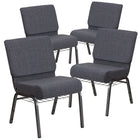 Flash Furniture HERCULES Series 21"W Church Chair with Book Rack & Silver Vein Frame - Dark Grey Fabric-800 lb. Weight Capacity