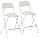 HOMCOM Folding Bar Stools with Footrest - White - 2 Pack-Set of 2 bar stools, great for daily dining, casual chats, or relaxed home gatherings
