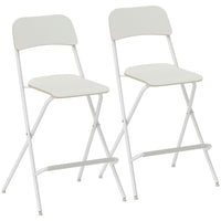 HOMCOM Folding Bar Stools with Footrest - White - 2 Pack-Set of 2 bar stools, great for daily dining, casual chats, or relaxed home gatherings
