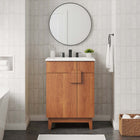 Modway Miles 24" Bathroom Vanity Cabinet - Walnut-Plumbing Cut-Out