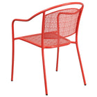 Flash Furniture Chaise de patio couleur corail en acier pour intérieur et extérieur avec dossier rond, lot de 5-Conception à dossier rond courbé