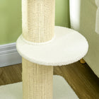 PawHut 36" Cat Tree with Sisal Mat Scratching Post and Cushion Bed - Cream White-Multi-level design satisfy your pet's desire to climb 