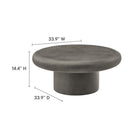 Modway Argos Indoor/Outdoor Patio Concrete Round Coffee Table - Grey-Solid Concrete Build