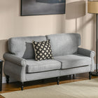 HOMCOM Mid Back Loveseat with Wood Legs - Light Grey-Fits living room, dining room, bedroom, reception, and office   
