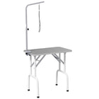 PawHut Foldable Pet Grooming Table for Dogs Cats Non-slip Surface - Grey-Robust metal frame with non-skid feet prevents the table from wobbling