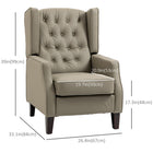 HOMCOM - Fauteuil d’appoint en cuir synthétique avec pieds en bois - rembourrage épais pour salon - kaki-La structure en panneaux multicouches assure une solidité fiable  
