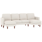 HOMCOM U-Shaped Sectional Couch with Double Chaise - Beige-High-density foam and pocket springs ensure comfortable seating without sagging  