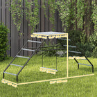 PawHut Chicken Coop Perches with Swing-Made with powder-coated steel tubes and weather-resistant fir wood for outdoor durability 