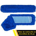 Gritt Commercial - Tête de vadrouille à poussière en microfibre bouclée - 48 po x 5 po - Bleu - Paquet de 6-La frange bouclée empêche la poussière de s’envoler