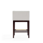 Manhattan Comfort Kingsley 21" Mid-Century Modern Faux Leather Upholstered Counter Stool - Ivory and Dark Walnut-Seat Height: "