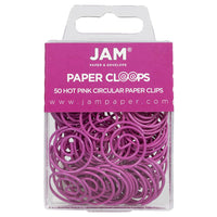 JAM Paper Circular Paper Clips - Round - Hot Pink Fuchsia - 50 Pack-Colour: Hot Pink Papercloops