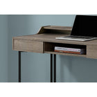 Monarch Specialties 7360 48" Computer Desk - Dark Taupe/Black Metal-Smooth spacious desk top in a warm dark taupe wood-grain finish for a laptop, lamp, and writing essentials