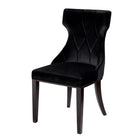 Manhattan Comfort Reine 19.7" Traditional Velvet Upholstered Dining Chairs - Black and Walnut - Set of 2-Elegant Diamond Stitching