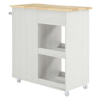 Modway Culinary Kitchen Cart With Towel Bar - White Natural-Metal Towel Bar