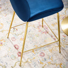 Modway - Scoop Jambe en acier inoxydable doré Performance Velvet Tabouret de comptoir - Marine-Tissu résistant aux taches