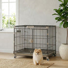 PawHut - Cage pour chien sur roulettes, cage en métal 24 po-Ouverture supérieure et porte coulissante à l'avant pour un accès et une interaction faciles 

