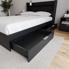 Nexera Hunter 2-Drawer Storage Bed - Full Size - Black-User-Friendly Features: Easy opening and closing, even on carpeted floors. Promotes a seamlessly organized and clutter-free environment