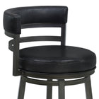 Armen Living - Madrid Tabouret de Bar Pivotant de 76 cm de Hauteur en Similicuir Noir Ford et Finition Minérale-5