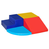 Qaba Soft Play Foam Climbing and Crawling 4-Piece Play Set - Multicolour-The toy can help practice climb, crawl, slide which helps gross motor development 
