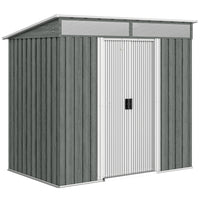 Outsunny Outdoor Storage Shed with Foundation Kit - 6.5' x 4' - Light Grey-Works as a metal bike shed, a tool shed, a generator shed, or a lawn mower storage
