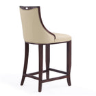 Manhattan Comfort - Emperor tabouret de bar traditionnel 19" en similicuir crème et noyer-Hauteur du siège : 27 po