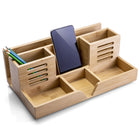 Officemate - Organisateur de bureau en bambou - Grain de bois naturel-Comprend 7 compartiments de rangement