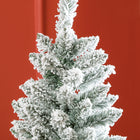 HOMCOM 6' Flocked Pencil Artificial Christmas Tree with Steel Base - Green-3-section design for hassle-free assembly