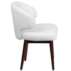 Chaise de bureau-salon-réception série Comfort Back en cuir blanc avec pattes en noyer (BT-2-WH-GG)-Rembourrage LeatherSoft Blanc