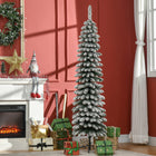 HOMCOM 6' Pencil Artificial Christmas Tree with Realistic Branches - Green-Sprayed with artificial snow to add wintry appearance 
