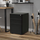 Vinsetto 3-Drawer Office Filing Cabinet with Wheels Lockable - Black-Top surface supports a printer to be a printer table
