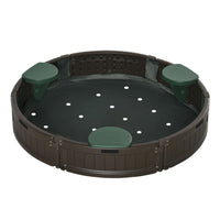Outsunny Outdoor Kids Round Sandbox with Cover - 48.4" Dia. - Brown-Hold up to 400 lbs of sand 