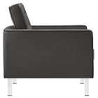Modway Loft Tufted Vegan Leather Armchair - Silver Grey-Dense Foam Padding