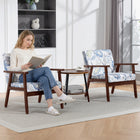HOMCOM - Fauteuil d’appoint moderne avec siège rembourré - pieds en bois pour chambre - multicolore - Paquet de 2-Tissu respirant effet lin résistant aux plis et à la déformation 
