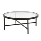 Hudson&Canal Xivil 36"W Round Coffee Table with Glass Top - Blackened Bronze-A modern contemporary design for your living room, den, and more