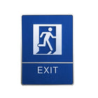 Futech Exit with Braille Washroom Sign - Blue - 2 Pack-6"W x 8"H x 1-1/4"D