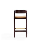 Manhattan Comfort - Klismos tabouret de comptoir 20" style milieu du siècle moderne, revêtement en similicuir, camel et noyer foncé, lot de 2-Livré chez vous entièrement assemblé ! Aucun assemblage requis