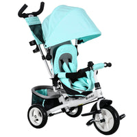Qaba - Tricycle 6 en 1 pour tout-petits de 1 à 5 ans avec poignée parentale - vert-Conception 6 en 1, garantit une promenade confortable et sécurisée pour votre enfant au fur et à mesure qu'il grandit 