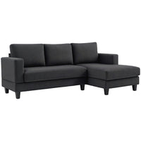 HOMCOM - Canapé en forme de L avec chaise longue - gris charbon-Un canapé d’angle trois places combinant un canapé deux places et une méridienne est idéal pour les petits espaces 
