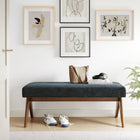 Modway Lyra 47" Fabric Upholstered Bench - Azure-Rubberwood Legs