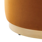 Modway Tilden Large 23" Round Performance Velvet Upholstered Ottoman - Rust/Natural-Weight Capacity: 506 lbs.
