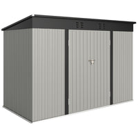 Outsunny 9' x 4' Storage Shed - Grey-Spacious shed accommodates garden tools and equipment
