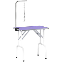 PawHut Foldable Non-slip Surface Pet Grooming Table - Purple-Robust metal frame with non-skid feet prevents the table from wobbling 