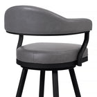 Armen Living - Justin Tabouret de Bar Pivotant de 76 cm de Hauteur en Similicuir Gris Vintage avec Pieds en Métal Noir-5