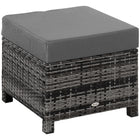 Outsunny Patio Rattan Ottoman with Soft Cushion, Metal Frame for Backyard, Garden, and Poolside - Grey-Handwoven wicker-style rattan ottoman