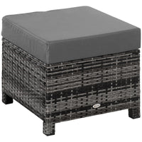 Outsunny - Pouf de patio en rotin avec coussin doux, cadre en métal pour arrière-cour, jardin et bord de piscine, gris-Pouf en rotin style osier tressé à la main  