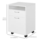 HOMCOM Vertical Filing Cabinet with Drawer Wheels - White-The compact file cabinet is suit for home, office and more
